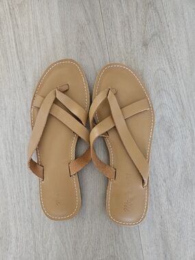 Madewell Tan Cross-Strap Leather Sandals